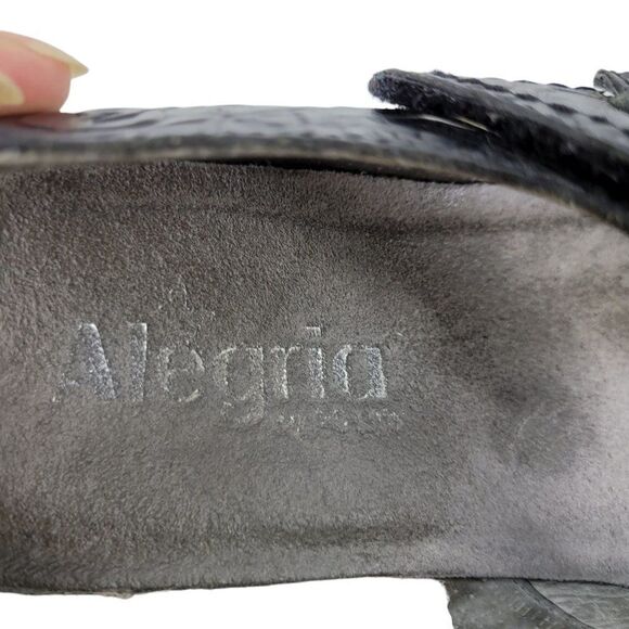 Vtg Y2K Alegria Mary Jane Leather Chunky 3D Rose Embossed Ell-541 Black Sz 41 - Picture 6 of 12